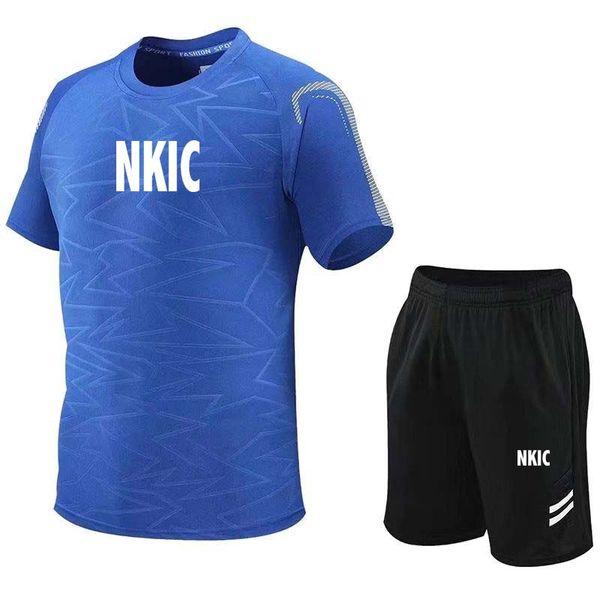 

Summer Fitness men mesh breathable short-sleeved Brand T-shirt shorts two-piece quick-drying casual fitness suit fashion suit, White