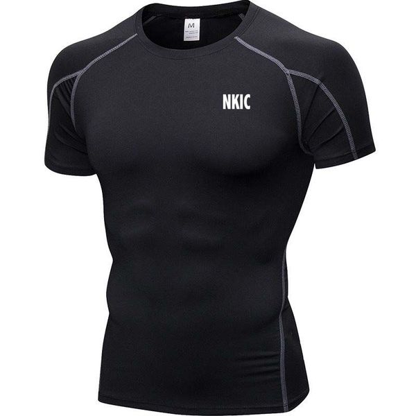 

Men's Brand T Shirt Outdoor Training Fitness Gym Jogging Running Sweatshirt Man Compression Shirts Tight Elastic Breathable Plus Size S-2XL, Dark grey 1