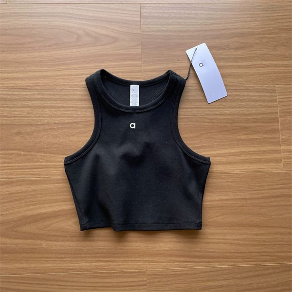 

Designer Women Tops Summer Gathered Sports Vest Sleeveless T Shirt Underwear For Women Fitness Yoga Wear Girl Running Tennis Fitness Clothing, Black