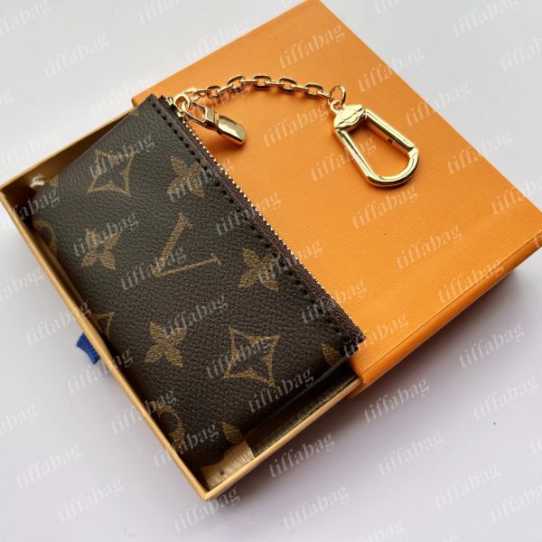 

Designer Keychain Wallet Key Chain Hang Bag Charm Keyring Keychains hang Leather Designers Women Men CoinPurse Alloy Pendant Portachiavi Key Ring, Black flowers