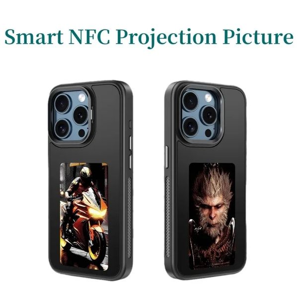

4-Color DIY Smart NFC Projection Phone Case for iPhone 2024 Models (14/15/16 Series) - Ink Screen Projection, Personalized Custom Photo Case, Black
