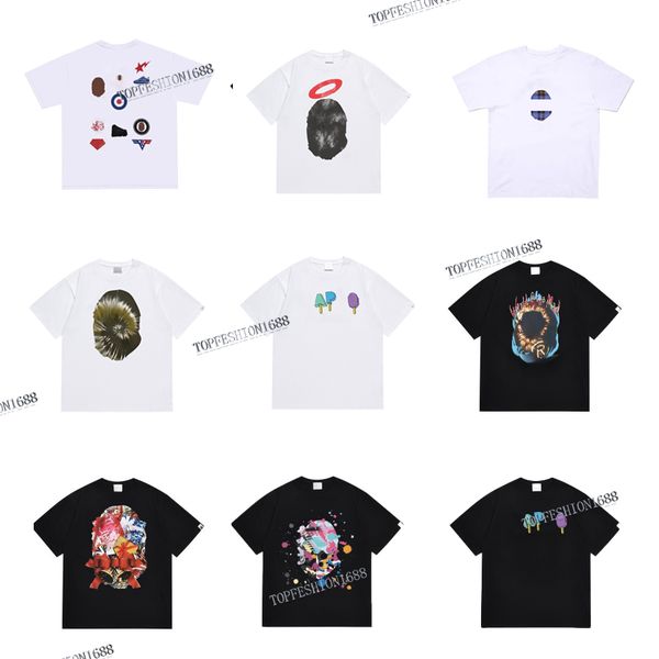 

T Shirt Mens Tops Womens Designer Tshirts tiger head Summer Tshirts Camouflage exaggerated styleShort Sleeves Crew Neck Vintage Graphic shirt Japan shirt head, Style 13