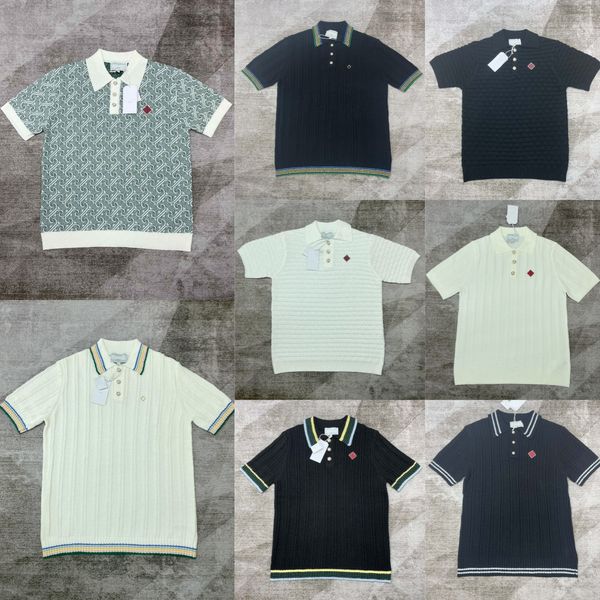 

25ss men designer knitted polos summer short sleeved button up shirts fashion loose beach polo casual outwears, Purple