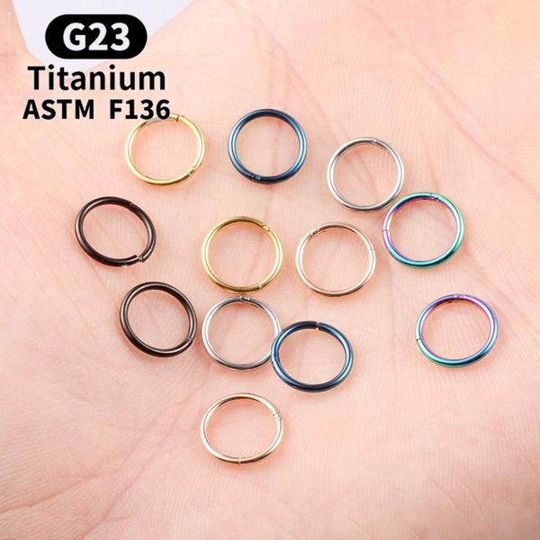 

10pcs G23 Titanium 1.0/1.2/1.6mm Nose Rings Mixed Colors Nose Hope Clips For Women Men Cartilage Piercing Segment Lip Ear Ring Huggies Segical Steel Body Jewelry