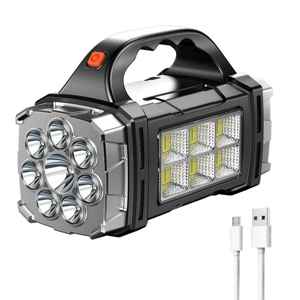5000mAh Solar LED Flashlight COB Camping Lantern Work Light USB Charging Torch Light Waterproof Portable Searchlight Power Bank