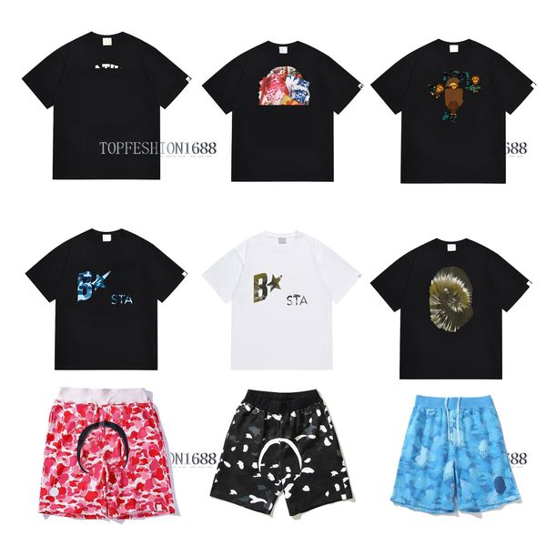 

Mens T Shirt Designer mens swim short man beach shorts Set Short Sleeves Crew Neck Japanese Monkey camouflage print head Vintage Graphic Summer Tshirts Shorts 01, Style 41