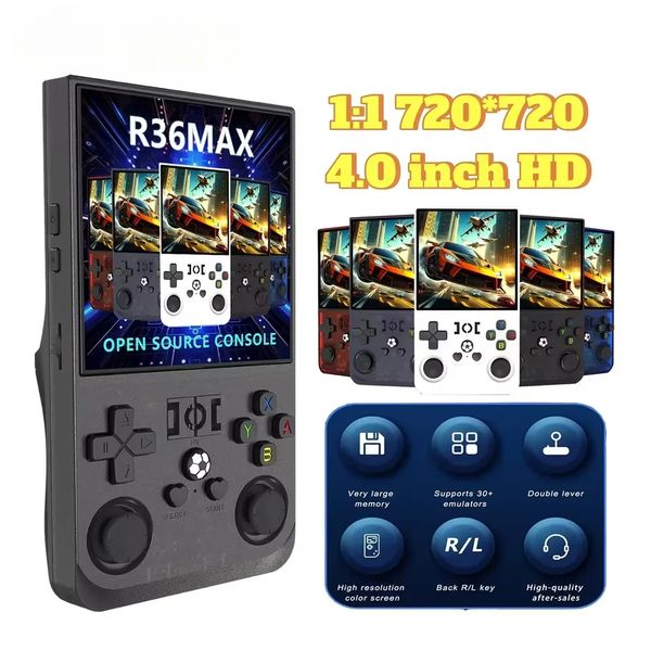 R36MAX Retro Handheld Game Console Linux System 4.0 Inch IPS Screen Portable Pocket Video Player Dual Joystick 64GB 128GB Games