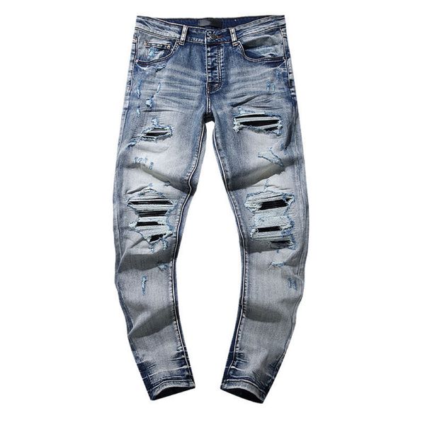 

Jeans for Designer Mens women baggy pencil european hole jean mens trousers biker black skinny jeans men slim denim pants, No.1