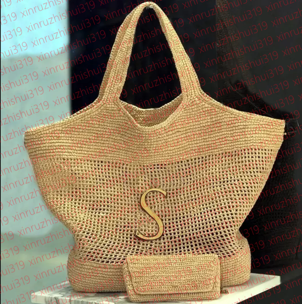 

Icera Bag Fashion Rattan Women Shoulder Woven Female Handbags Large Capacity Summer Beach Straw Bags Casual Tote Purses, Nude
