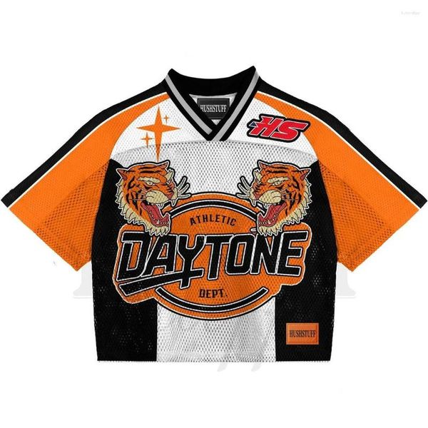 

Men's T Shirts American Haruku Tiger Print Baseball Sports Short Sleeve Summer Street Trend Loose Hip Hop Y2K Jersey Men Clothing, Aqua