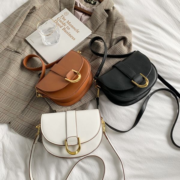 

Free Shipping New Designer Bag Minimalist Women's Small Handbag Fashion Single Shoulder Underarm Saddle Bag Wallet, Brown