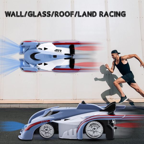 

Electric/RC Wall Climbing Stunt Car LED Light 360 Rotation Childrens Gift Racing Diy Toy
