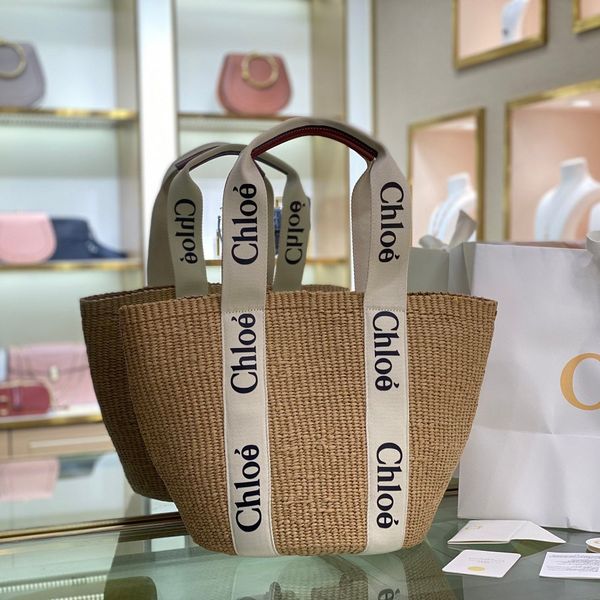 

Designer Tote Bag Woody Large Capacity Ribbon Woven Bag Fashion Shoulder Bag Crossbody Designer Woman Handbag Natural Fiber Tote Bag Beach Bag, #10