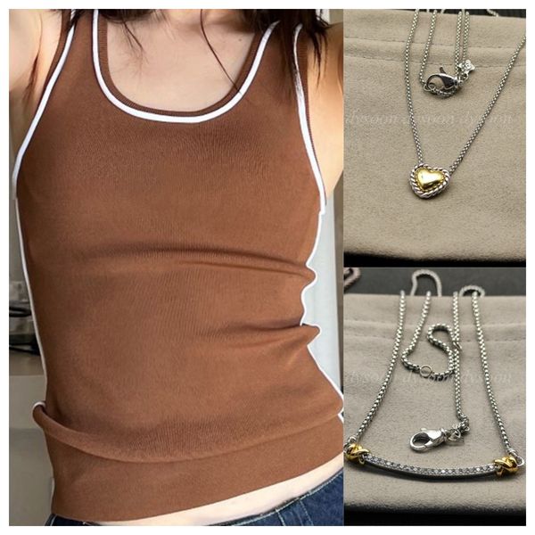 

Women Vests Premium Quality Fashion Necklaces Pendant 925 Silver Multi Styles Necklaces With Box, Brown vest
