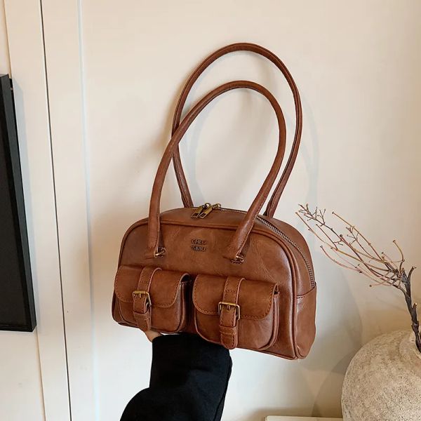 

Designer Boston Pillow 2024 New Autumn/Winter Versatile Fashion Slant Cross Shoulder Underarm Tote Bag Trendy, Black