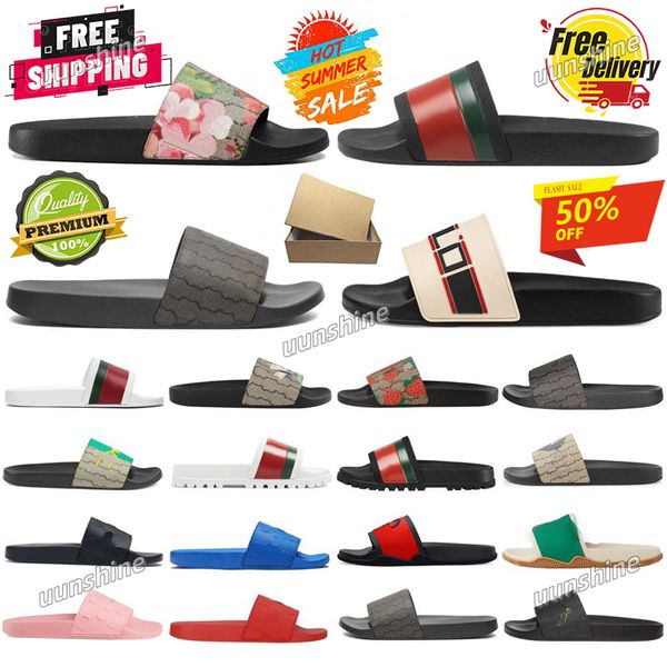 2025 Free shipping With Box Designer Summer Rubber Printed Slippers Sandals Women Men Slides Classic retro brown Complete styles suitable Beach bath slippers