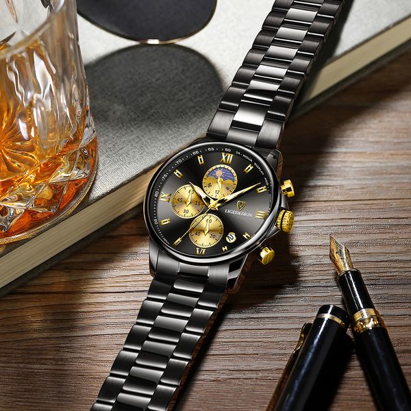 LIGE Men's Quartz Watch Sports Waterproof Watch Top Brand Style Square Case Fashion Business Watch Holiday Gift Teen Watch Student Watch Chronograph