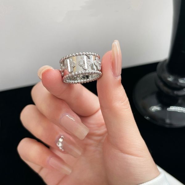 

Famous designer's clover wide and narrow version Kaleidoscope ring, women's plated rose gold high-end couple ring YYP