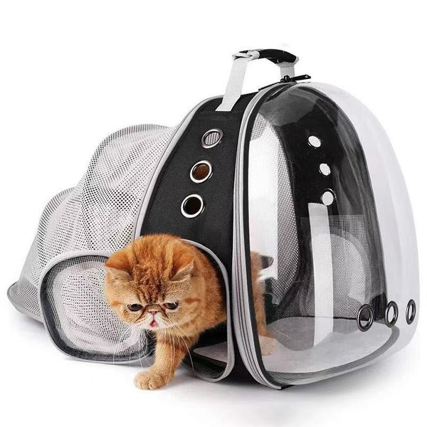 

Portable Cat backpack Space capsule Small dog cat Outing Breathable and extendable shoulder pet bag, Black
