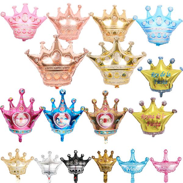 

50pcs Crown Aluminum Balloon Prince Princess Baby Shower Birthday Coroa Party Package With Decorations Wholesale, Multicolor