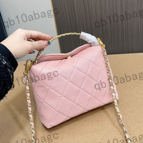 

Hobo Metal Handle Lunch Box Bag Makeup Bag Designer Womens Shoulder Bag Leather Caviar Gold Hardware Metal Buckle Matelasse Chain Hand Crossbody Bags Wallte 19cm, White