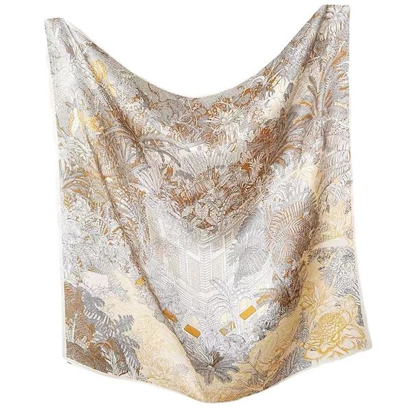 

Korean style gentle milk tea color decorative silk square scarf --829340
