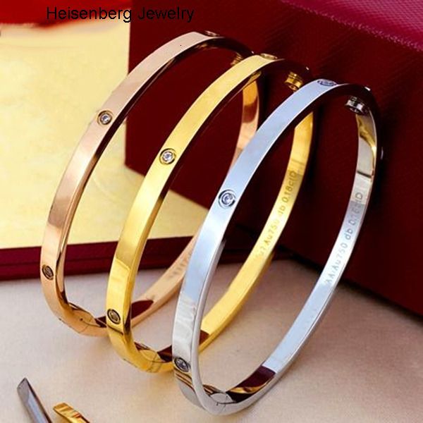 

4mm Thin Screw Bracelet Fashion Jewelry Bangle bracelet Rose Gold Sier Titanium Steel Dia bangles Nail Bracelets Men Women with original buckle