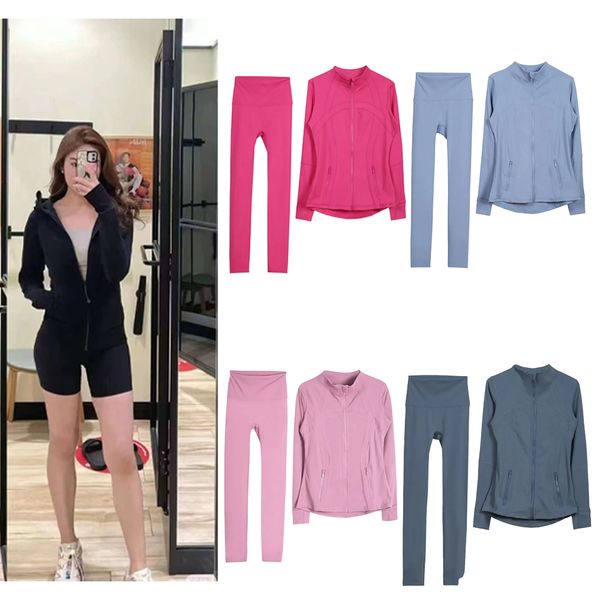 

Designer yoga womens define workout sports fiess quick drying sport jackets solid color zipper jogging sportswear women jacket coat Pink Gray M S XL, Color figure1