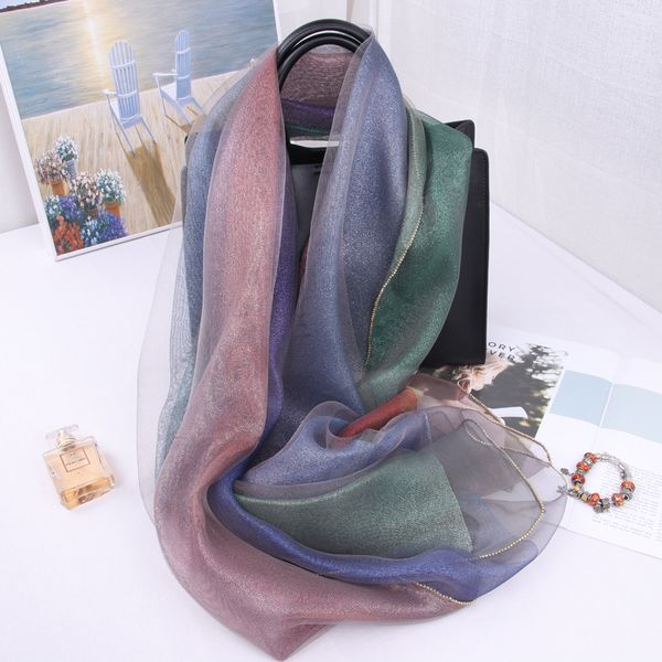 

New autumn and winter silk organza solid color versatile long scarf --837691