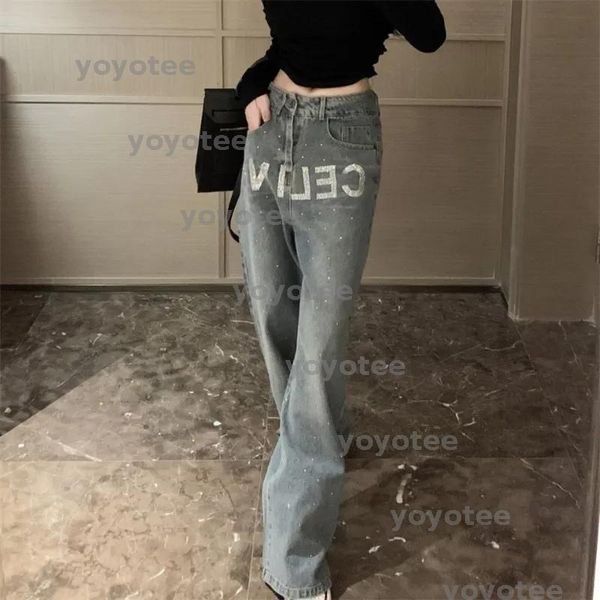 

Womens Designer Trouser Legs Open Fork Tight Capris Denim Pants Stretch Warm Slimming Jean Trousers Straight Women Clothing Diamond Letter Jeans BFG2503105-0, Blue