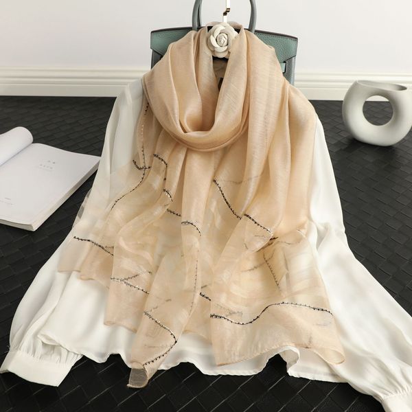 

Spring and summer new mulberry silk wool blended scarf --870093