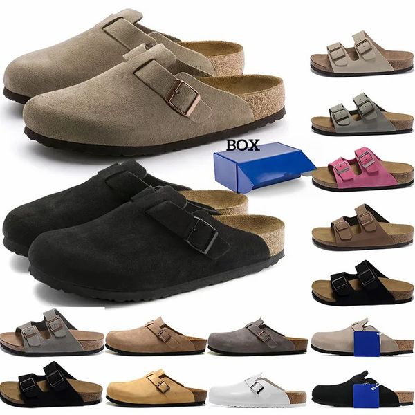 free shipping with box designer slippers Clog slipper sandals buckle black green grey brown fur flat fashion leather suede slide beach shoes sandals platform scuffs