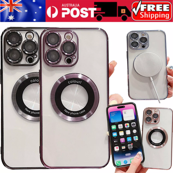 iPhone 15 14 Pro Max Magnetic Shockproof Slim Clear Plating Apple Case Cover NEW
