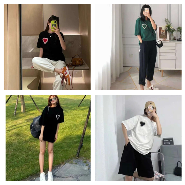 

Summer T designer mens t shirt simple pure cotton round neck embroidered letter aron casual commuting Fashione women tshirt temperament versatile men heart tees, Black