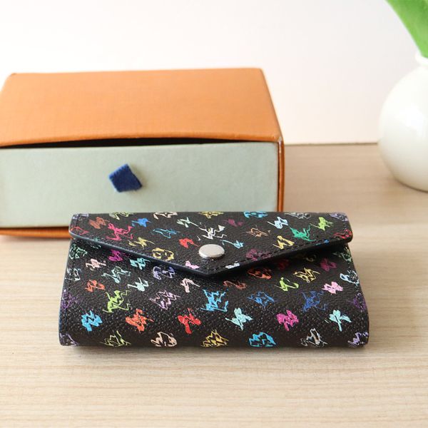 

New Designer Women's high quality three-color three-fold wallet Coin purse mini leather wallet Colorful real pickup holder Coin Men's fashion wallet, Multi