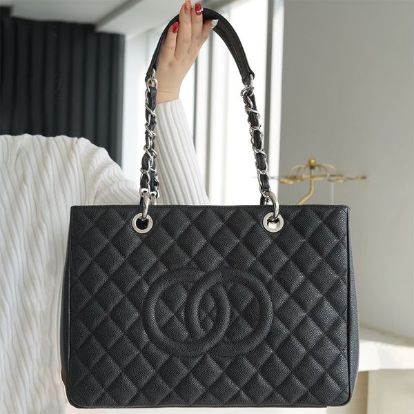 

Tote bag Gst bag Designer bag Luxury Shoulder bag Classics Lychee Caviar Canvas Gold Silver Chain Handheld Brand Large Capacity Outdoor Fashion Travel bag Armpit bag, C-17