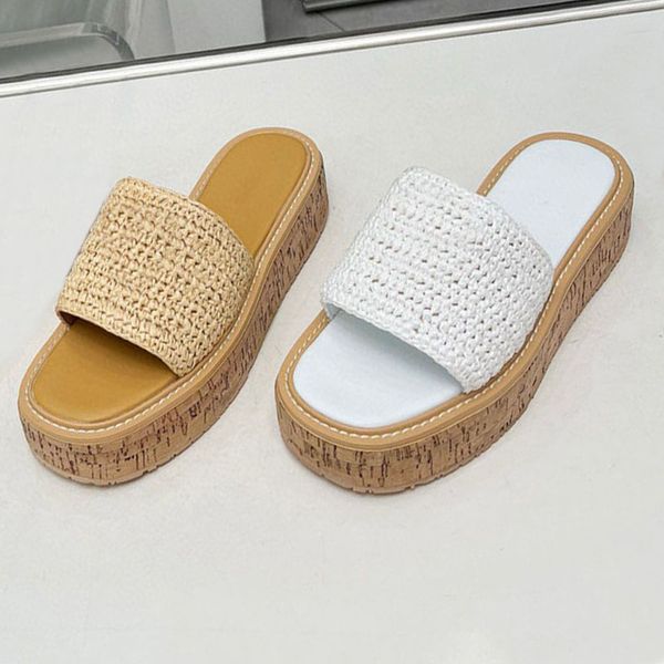 Beach slippers Thick bottom Womens shoes Flat designer slipper Woman Shoes new Cartoon lady Platform Sandals Heels letter High heel Slides size 35-41 us4-us10 With box