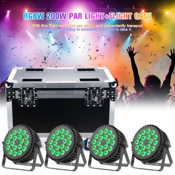 Fieryzeal Heavy-duty Gator Case for (4) 18 LED Par Light for DJ Party Stage Light Airline Case Built in Wheels(Flight Case Only) X250312