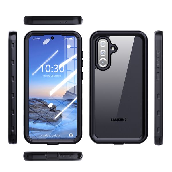 

IP68 Transparent Dustproof Armor Phone Cases for Samsung Galaxy A16 A26 A36 A56 A14 A15 A54 A25 A35 Rope Sports Heavy Duty Full Protective Screen Film Rugged Shell, Black