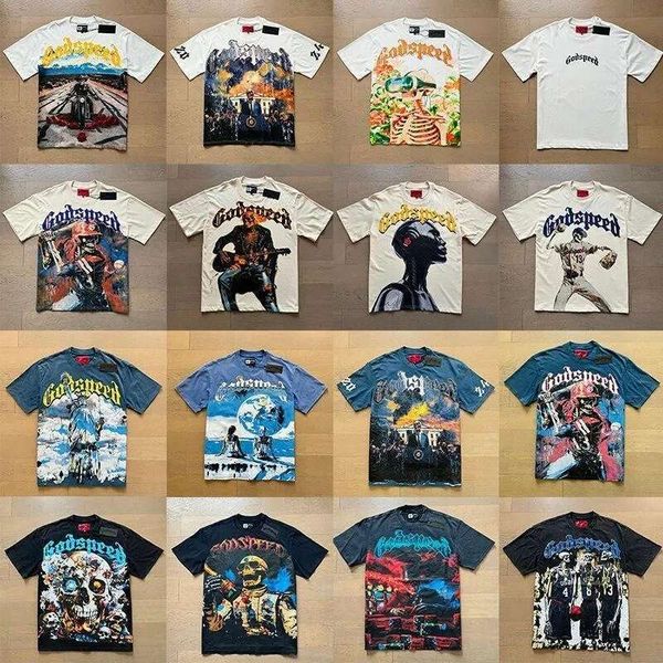 

godspeed shirt designer t shirt godspeed shirts godspeed classic graphic tee mens shirt Vintage printed skull wash water make old cotton short sleeve asian size s, Color 11
