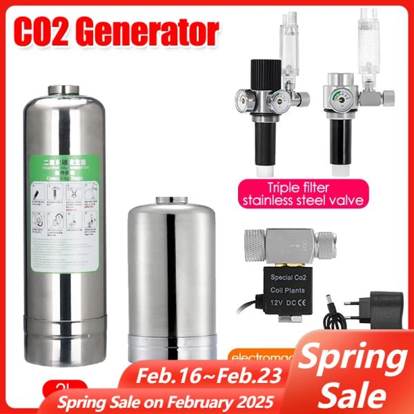 Update Triple Filter Element Stainless Pressure Regulating Valve For DIY Aquarium 1L/2L Co2 Steel Cylinder Generator Kit