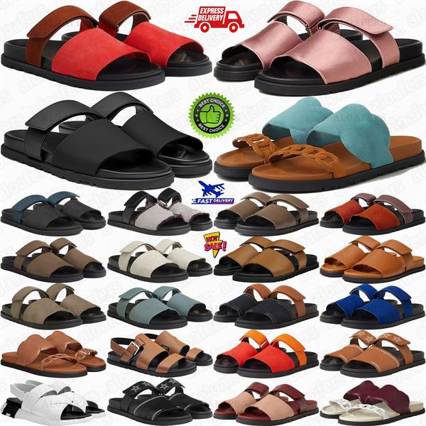 chypre sandal designer sandals women slides sliders Slippers Calfskin Leather Beach Comfort Natural Suede Goatskin Black White Red Blue