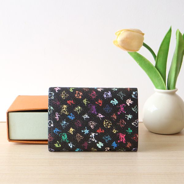

New Designer Women's high quality three-color three-fold wallet Coin purse mini leather wallet Colorful real pickup holder Coin Men's fashion wallet, Multi