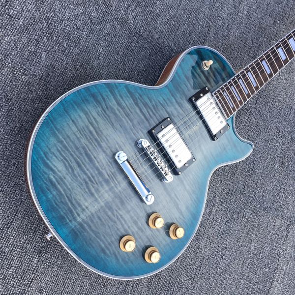 

Mirror Truss Rod Enhanced Blue Burst Electric Guitar with 3 Chrome Covers Durable Metal Finish