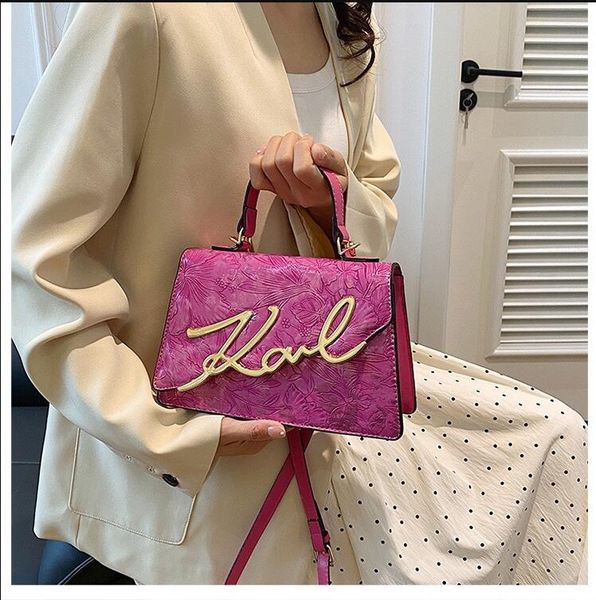 

karl lagerfield shoulder bags womens leather designer crossbody bag 2024 New Fashion Chain Small Tote Bag Evening Cross body Handbags 24018, Blue