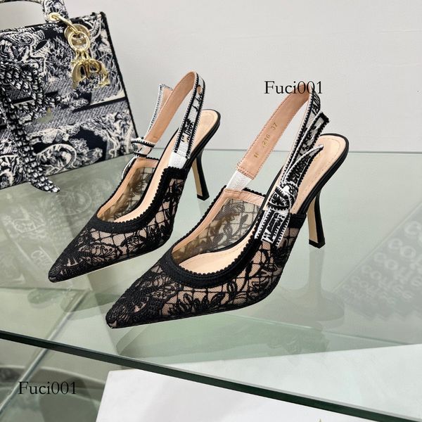

designer shoes heels Spring New Lace Mesh Pointed Flat High Heels Fairy Wind Rear Strap Sandals Trendy Shoes European Station Women's Shoes c67, Picture 3 high heels 9.5