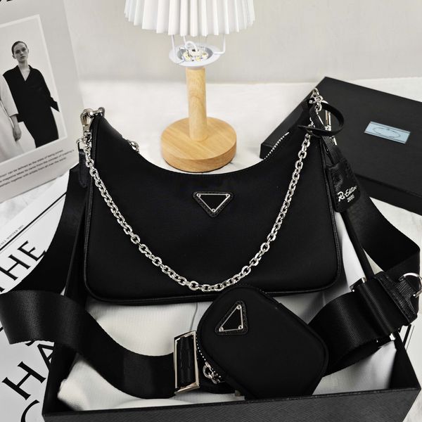 

Designer Bag Shoulder Bag Crossbody Bag 2005 Hand Bag High Quality Shoulder Bag Three In OneCrossbody Bag Luxury Handbag Fashion Wallet Black Classic Nylon Bag 2000, P10-25cm light purple
