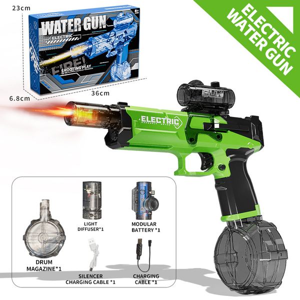 

Glock Electric Water Gun Childrens Toy Fully Automatic Lighting Special Effect Fire-breathing Large Capacity Spray Strong Long Range