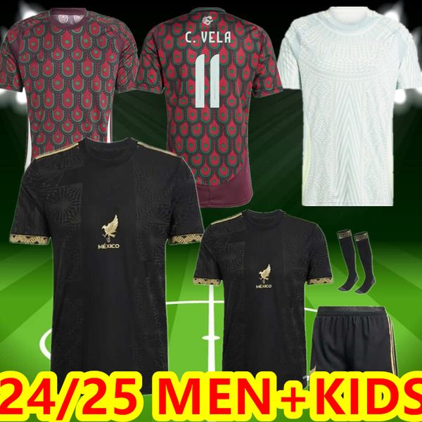 S-4XL Mexico 2024 Gold Cup Copa America RAUL CHICHARITO Soccer Jerseys 2023 LOZANO DOS SANTOS 24 25 H.LOZANO Men Kids Football Shirts Uniforms Fans Player Version