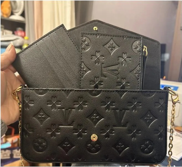 

Designer Crossbody bags Woman handbags luxury women favorite 3 piece shoulder bag Purse leather Embossed Messenger Clutch chain Wallets 61276, Wallet